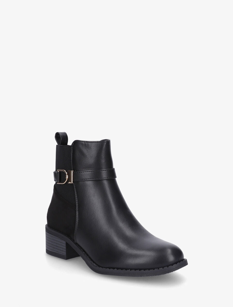 Bottines bimatière à bande élastiquée - Noir - 2