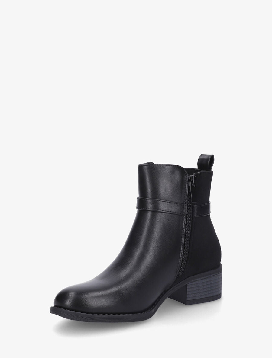 Bottines bimatière à bande élastiquée - Noir - 3