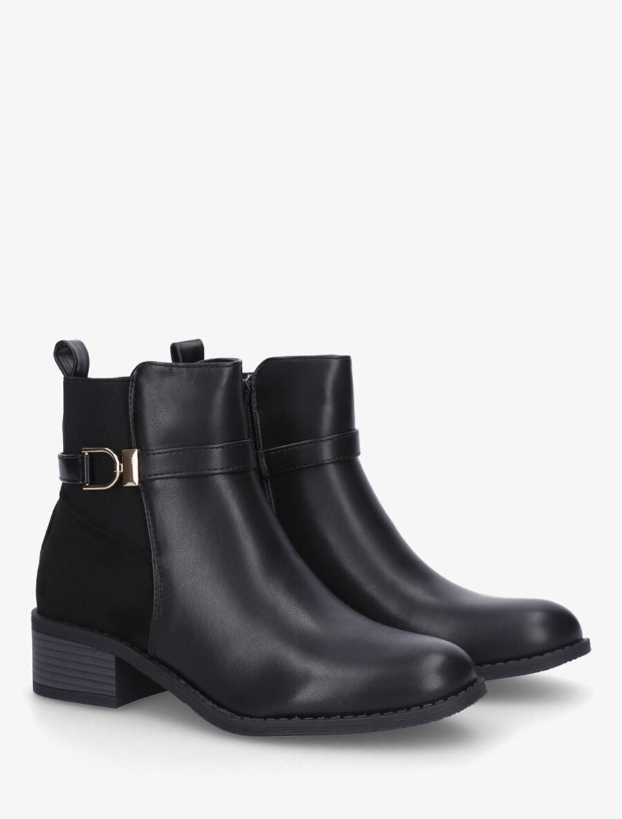 Bottines bimatière à bande élastiquée - Noir - 4