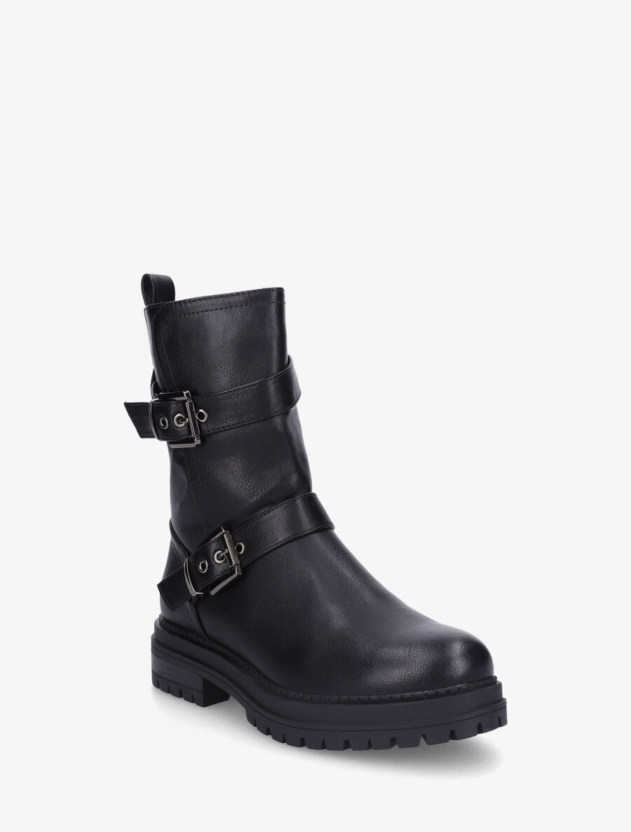 Bottines en simili à semelle crantés - Noir - 2