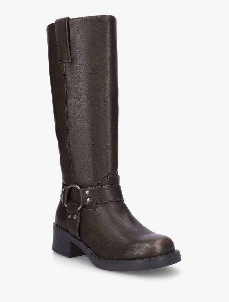 Bottes unies en simili - Marron foncé - 2