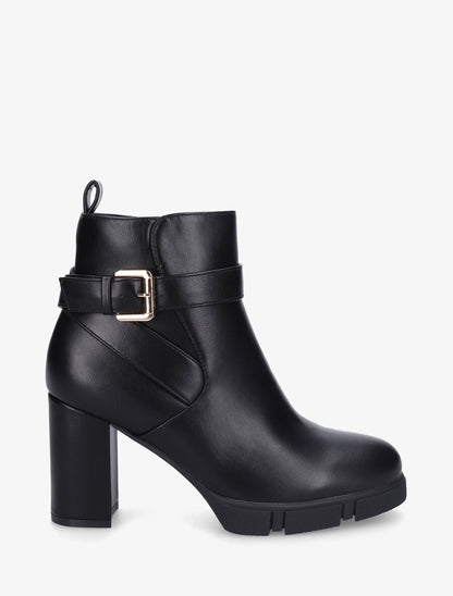 Bottines en simili à talon haut et boucle - Noir - 1