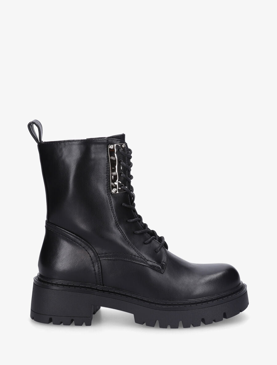 Bottines montantes à empiècement métallique - Noir - 1