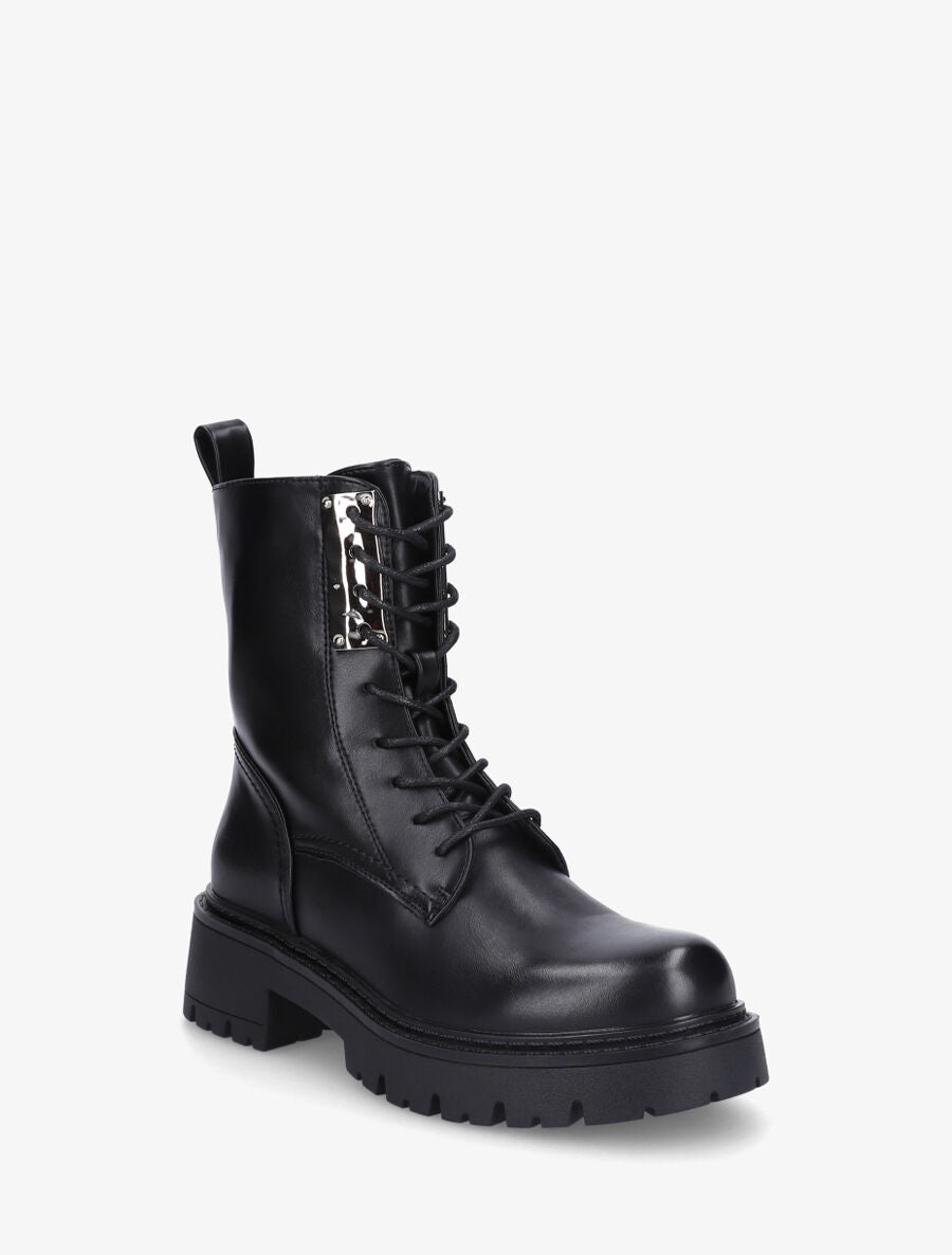 Bottines montantes à empiècement métallique - Noir - 2