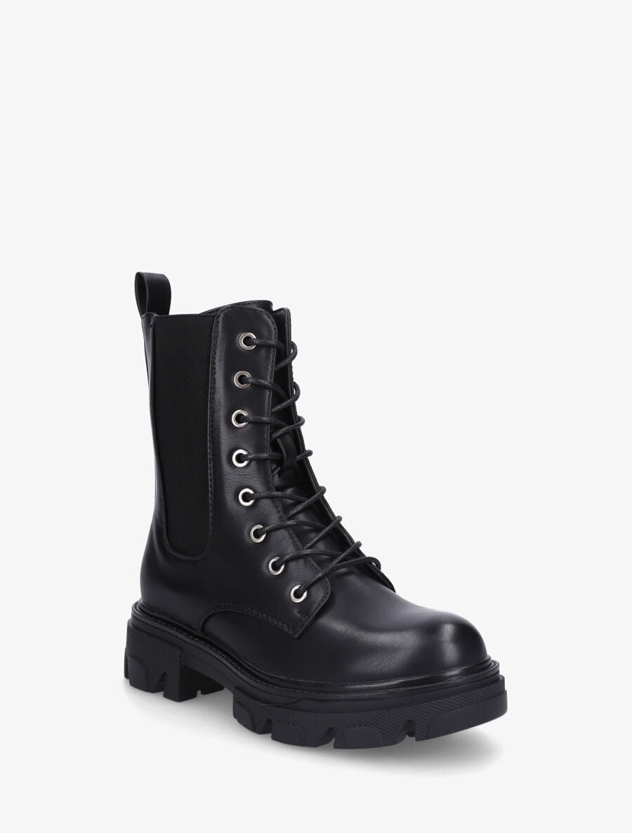 Bottines style rangers à bande élastiquée - Noir - 2