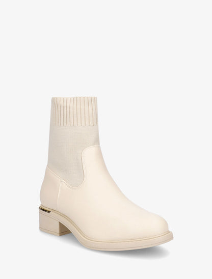 Bottines style chaussettes à détail métallique - Beige - 2