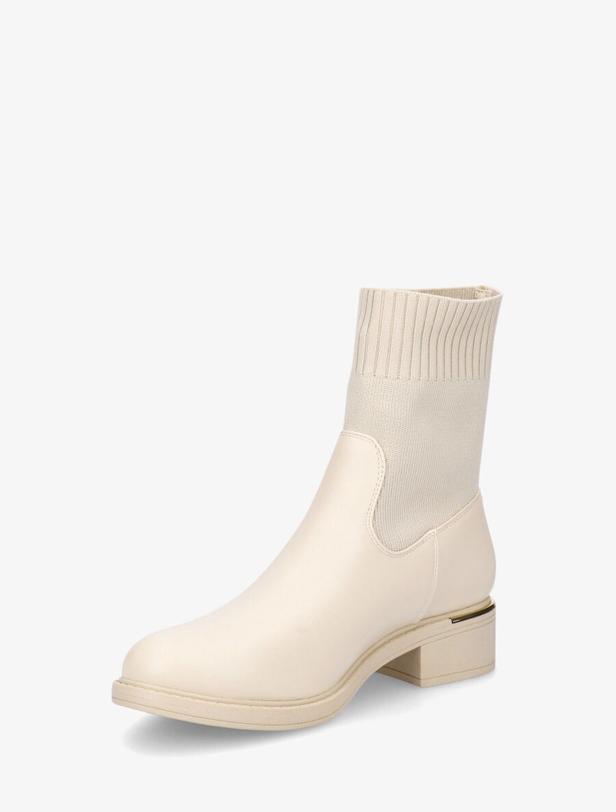 Bottines style chaussettes à détail métallique - Beige - 3