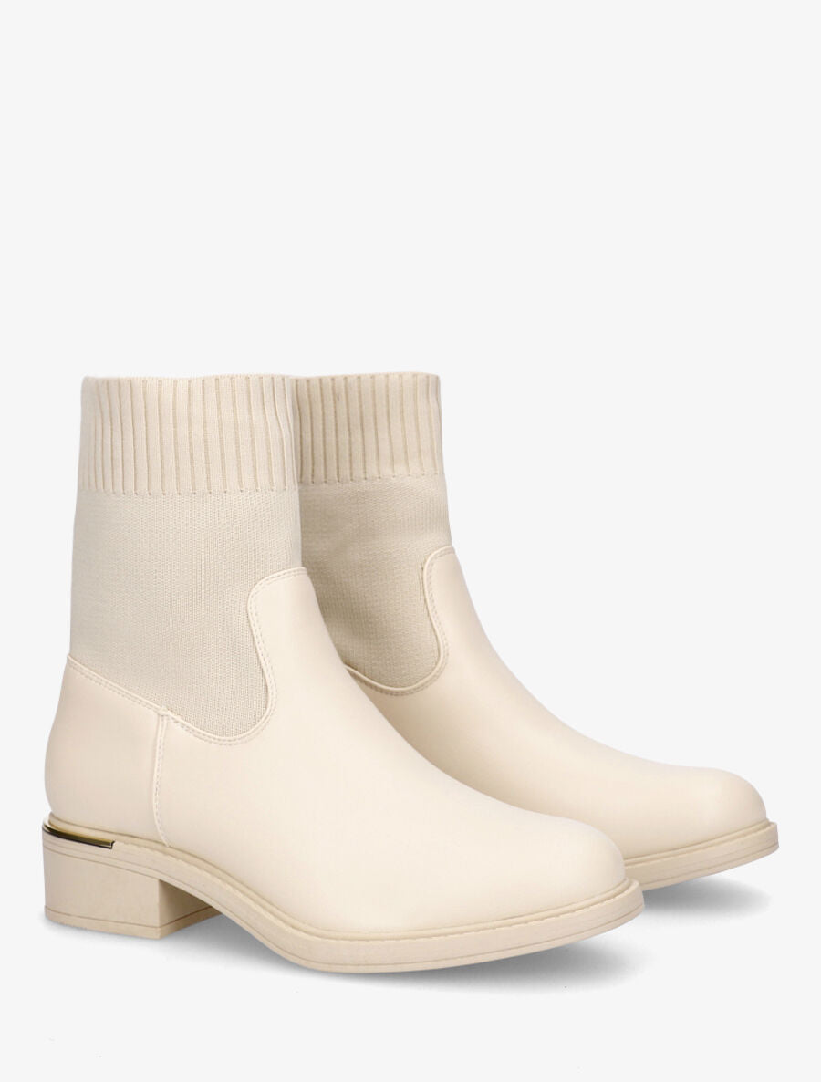 Bottines style chaussettes à détail métallique - Beige - 4