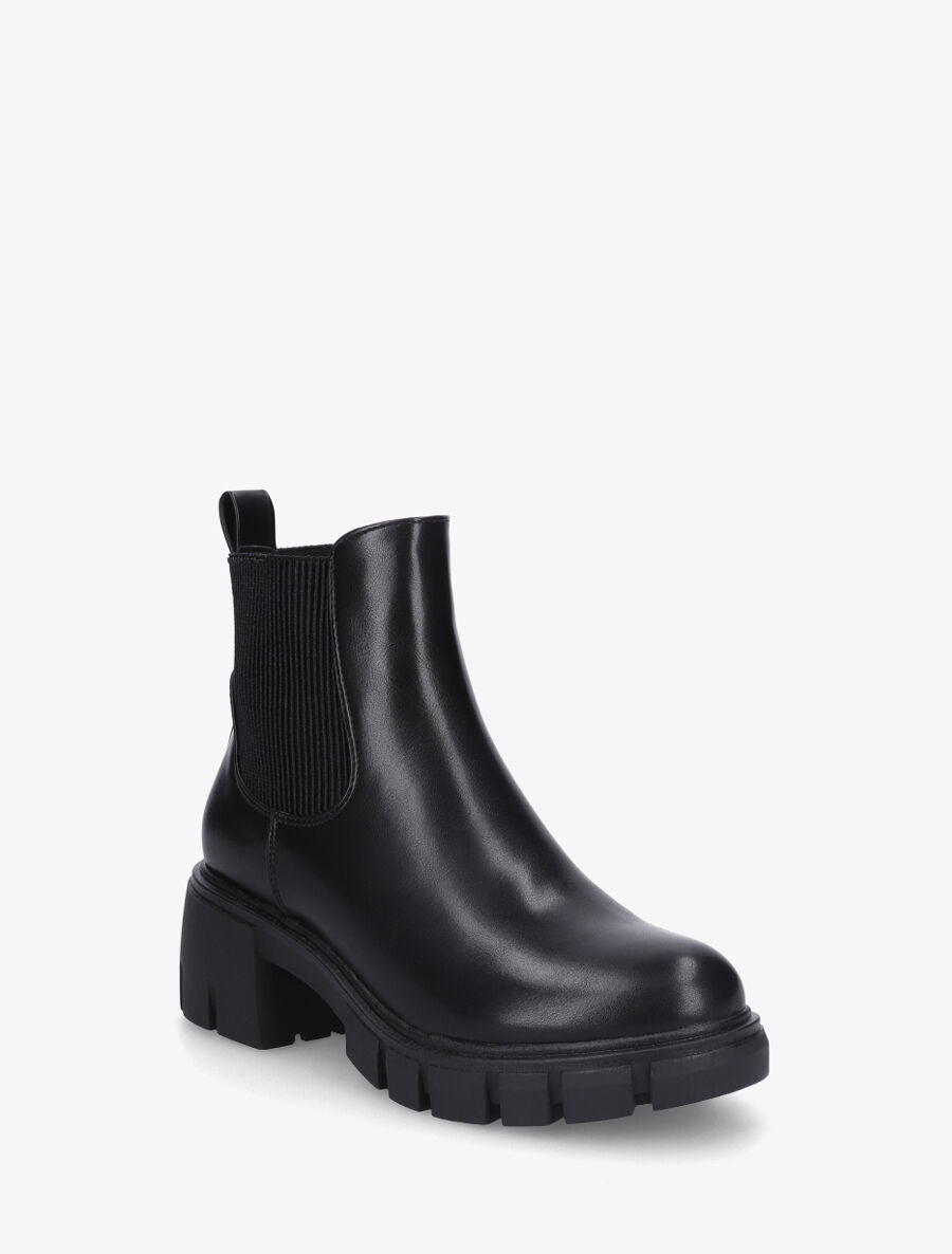 Bottines en simili à semelle crantée - Noir - 2