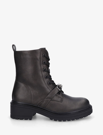 Bottines en simili style rangers à boucle stylisée - Anthracite - 5
