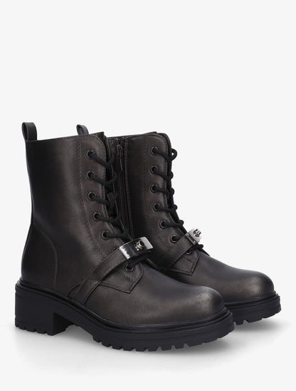 Bottines en simili style rangers à boucle stylisée - Anthracite - 4