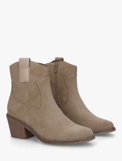 Bottines unies style santiags - Taupe - 4