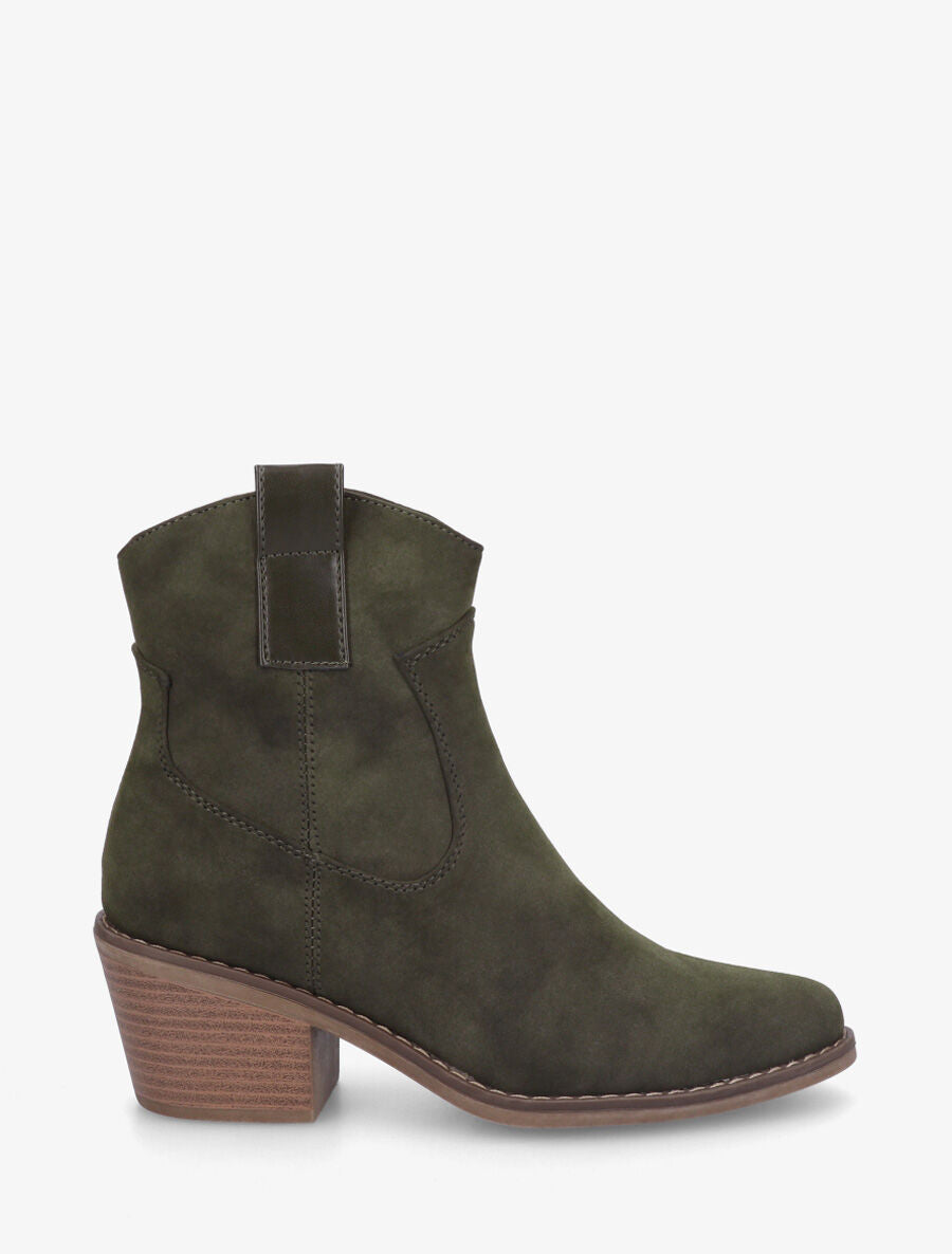 Bottines unies style santiags - Kaki - 1