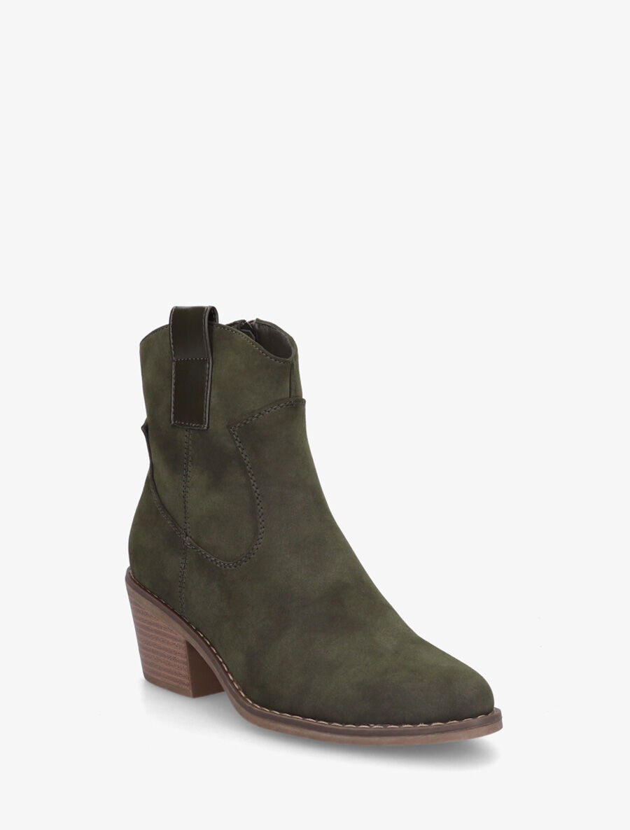 Bottines unies style santiags - Kaki - 2