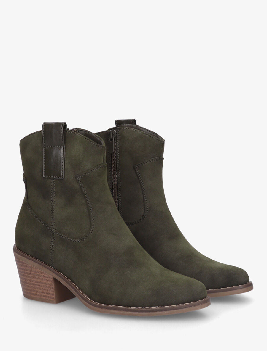 Bottines unies style santiags - Kaki - 4