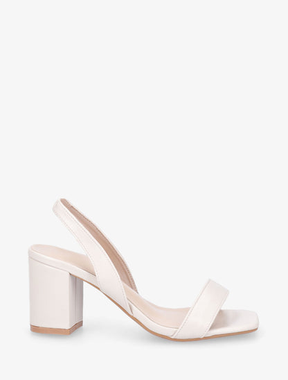 Sandales en simili à talon - Beige - 1