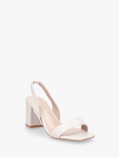 Sandales en simili à talon - Beige - 2