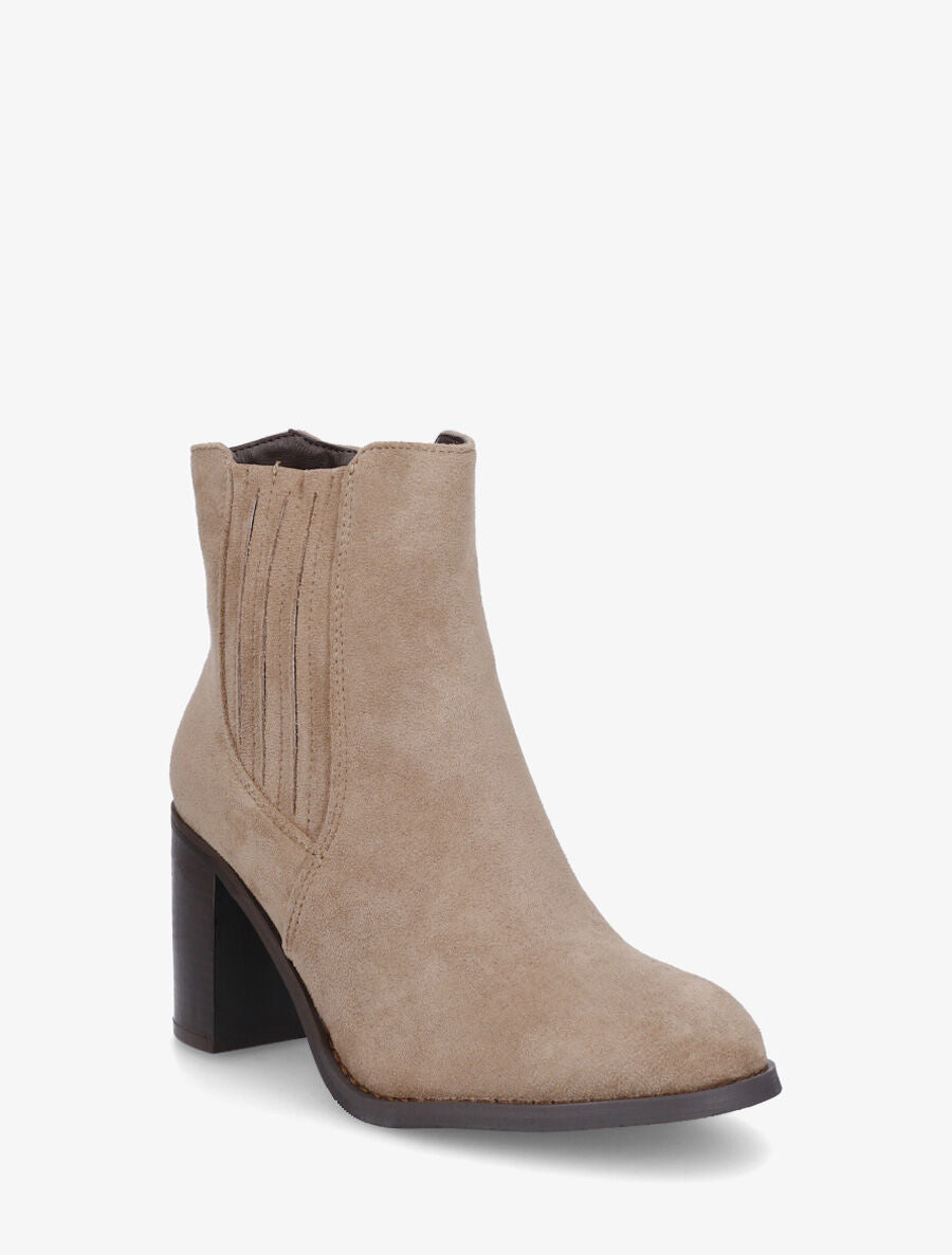Bottines en suédine à talon haut - Taupe - 2