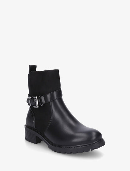 Bottines bi-matière à contrefort effet python - Noir - 2