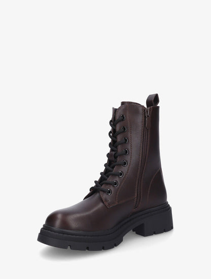 Bottines montantes à lacets en simili - Bordeaux foncé - 3