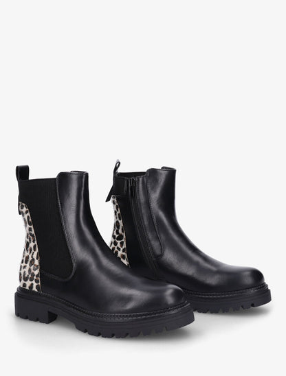 Chelsea boots à contrefort imprimé léopard - Noir - 4