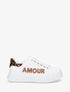 Sneakers en simili à flocage amour et coeur pailleté - Camel - 5