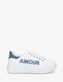 Sneakers en simili à flocage amour et coeur pailleté - Bleu - 1