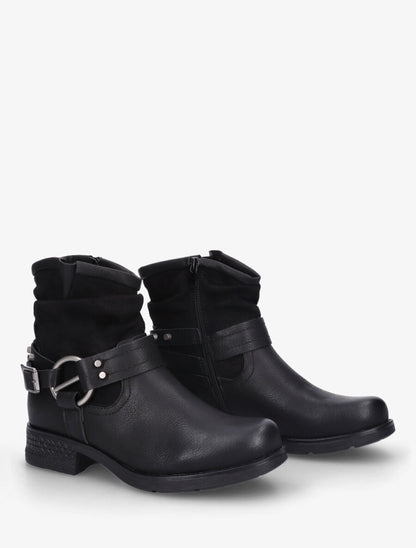 Bottines en simili à cheville effet plissé - Noir - 4