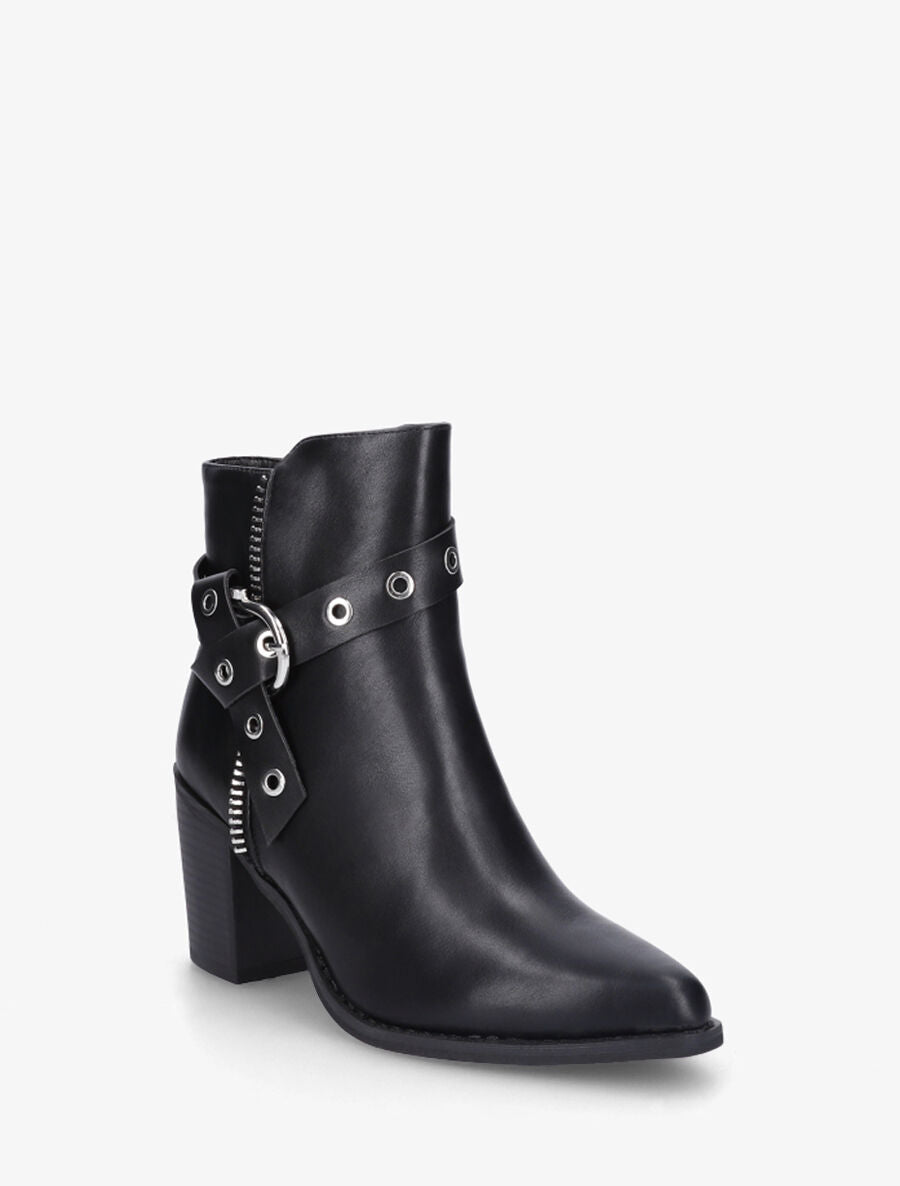 Bottines en simili à talon - Noir - 2