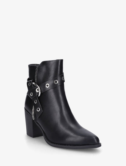 Bottines en simili à talon - Noir - 2