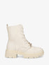 Bottines à lacets et empiècement métal stylisé - Crème - 5