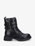Bottines en simili à double sangles et lacets - Noir - 1