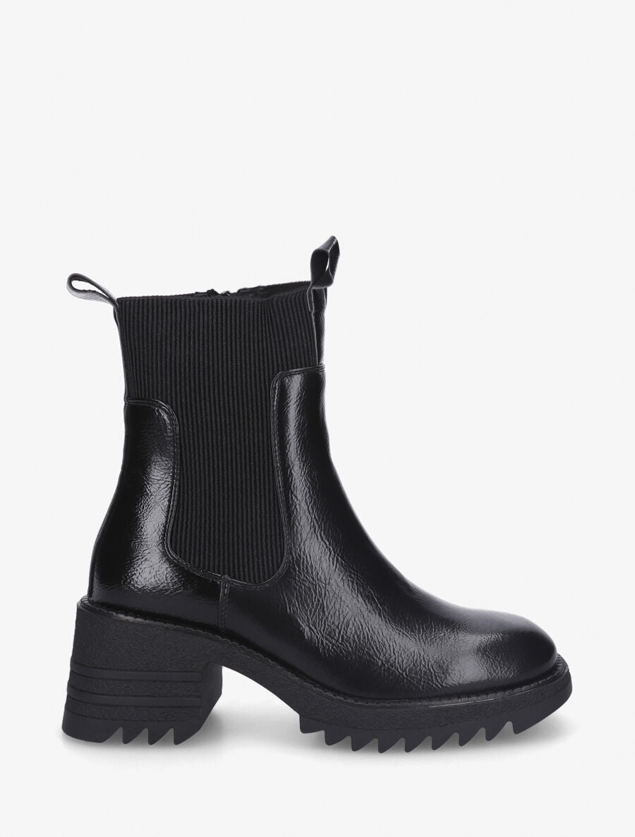 Bottines hautes à talon bloc et semelle crantés - Noir - 5