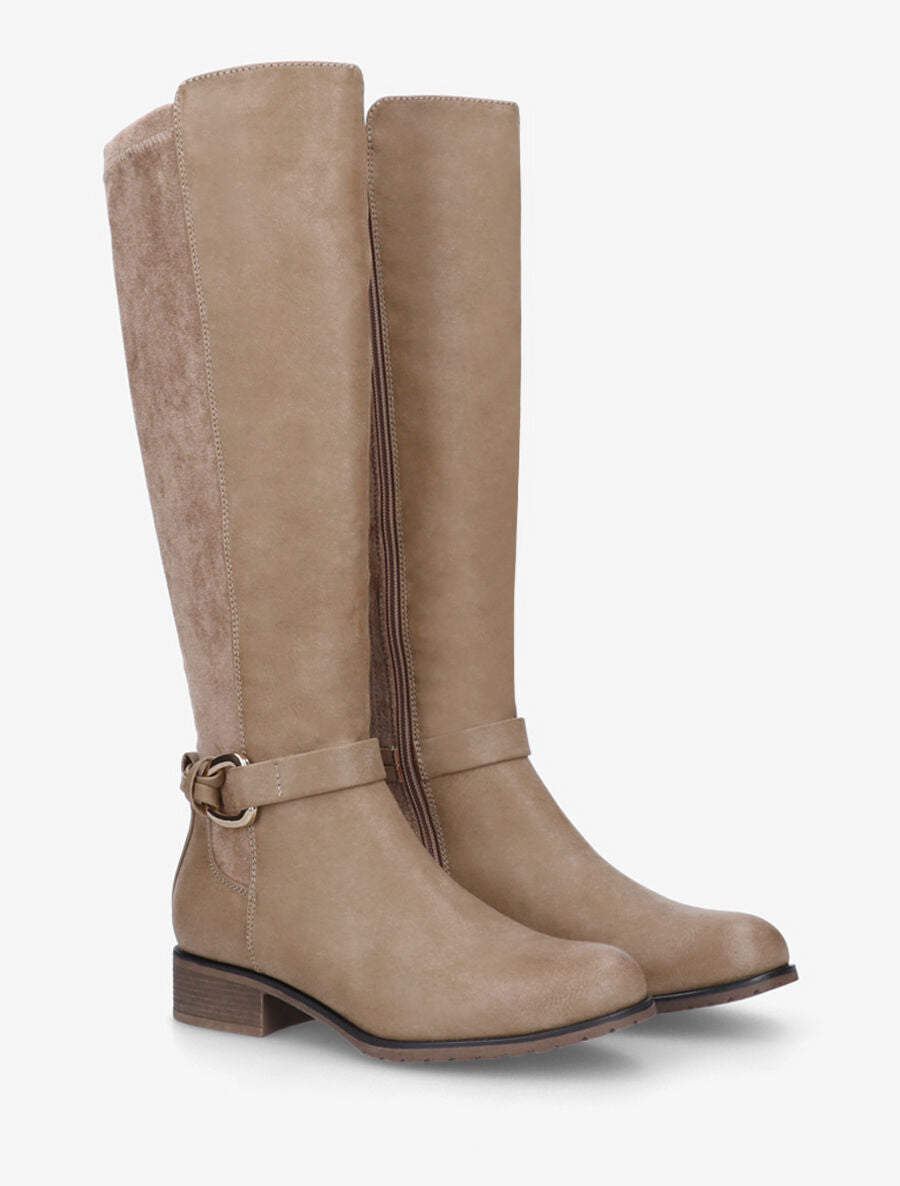 Bottes bi-matière unies - Taupe - 4