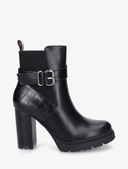 Bottines unies élastiquées à talon haut - Noir - 5