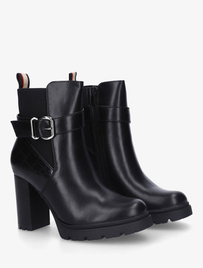 Bottines unies élastiquées à talon haut - Noir - 4