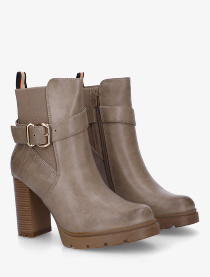 Bottines unies élastiquées à talon haut - Taupe - 4