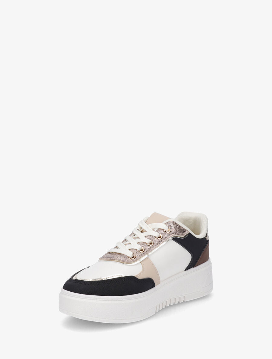 Sneakers à plateforme et languette irisée - Noir - 3