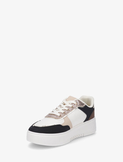 Sneakers à plateforme et languette irisée - Noir - 3