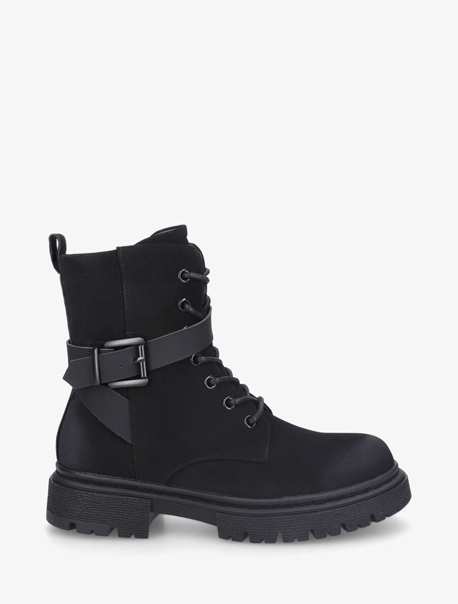 Bottines en suédine à lacets - Noir - 5