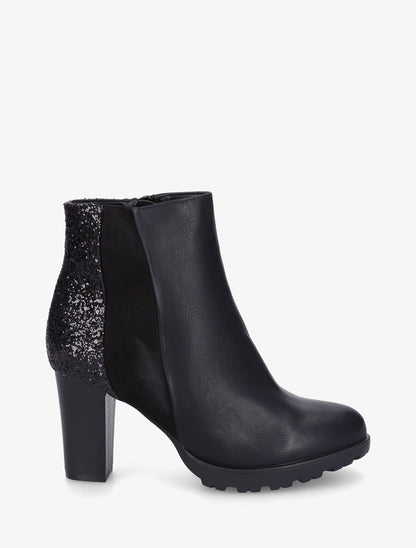 Bottines bimatière à contrefort pailleté - Noir - 5