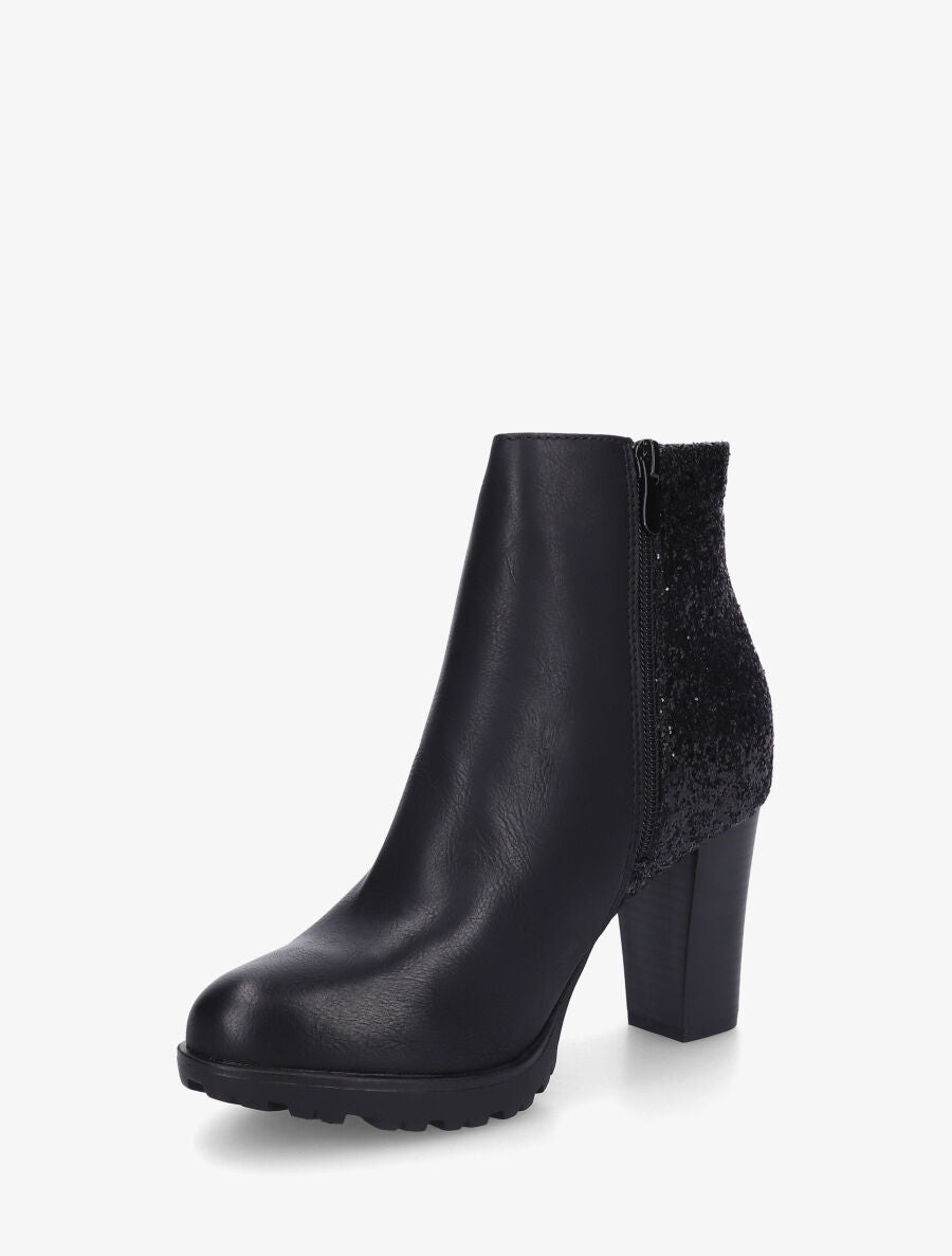 Bottines bimatière à contrefort pailleté - Noir - 3