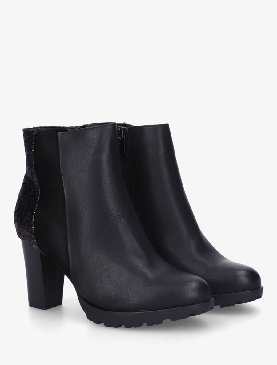 Bottines bimatière à contrefort pailleté - Noir - 4