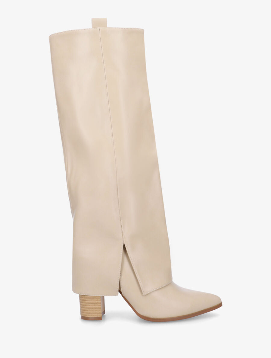 Bottes en simili à revers - Beige - 1