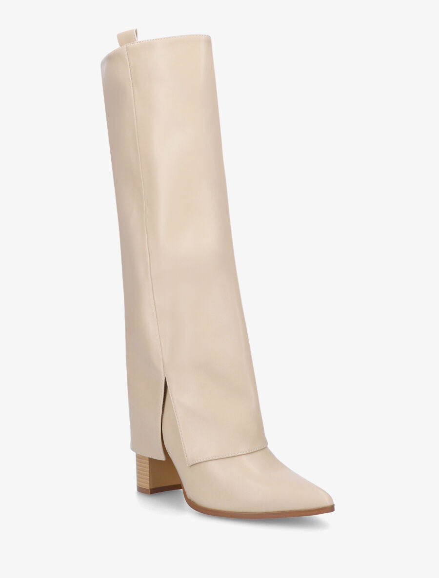 Bottes en simili à revers - Beige - 2
