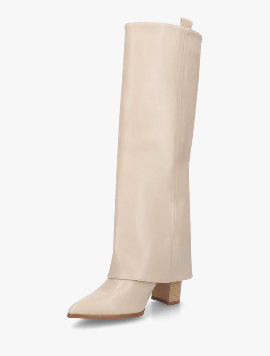 Bottes en simili à revers - Beige - 3