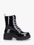 Bottines montantes vernies à lacets strassés - Noir - 5