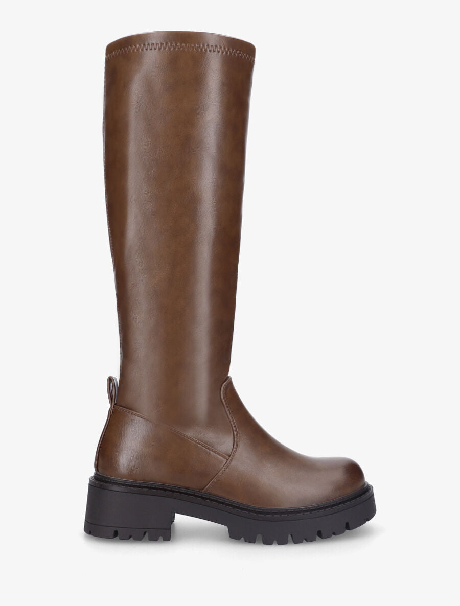 Bottes unies en simili - Marron - 1