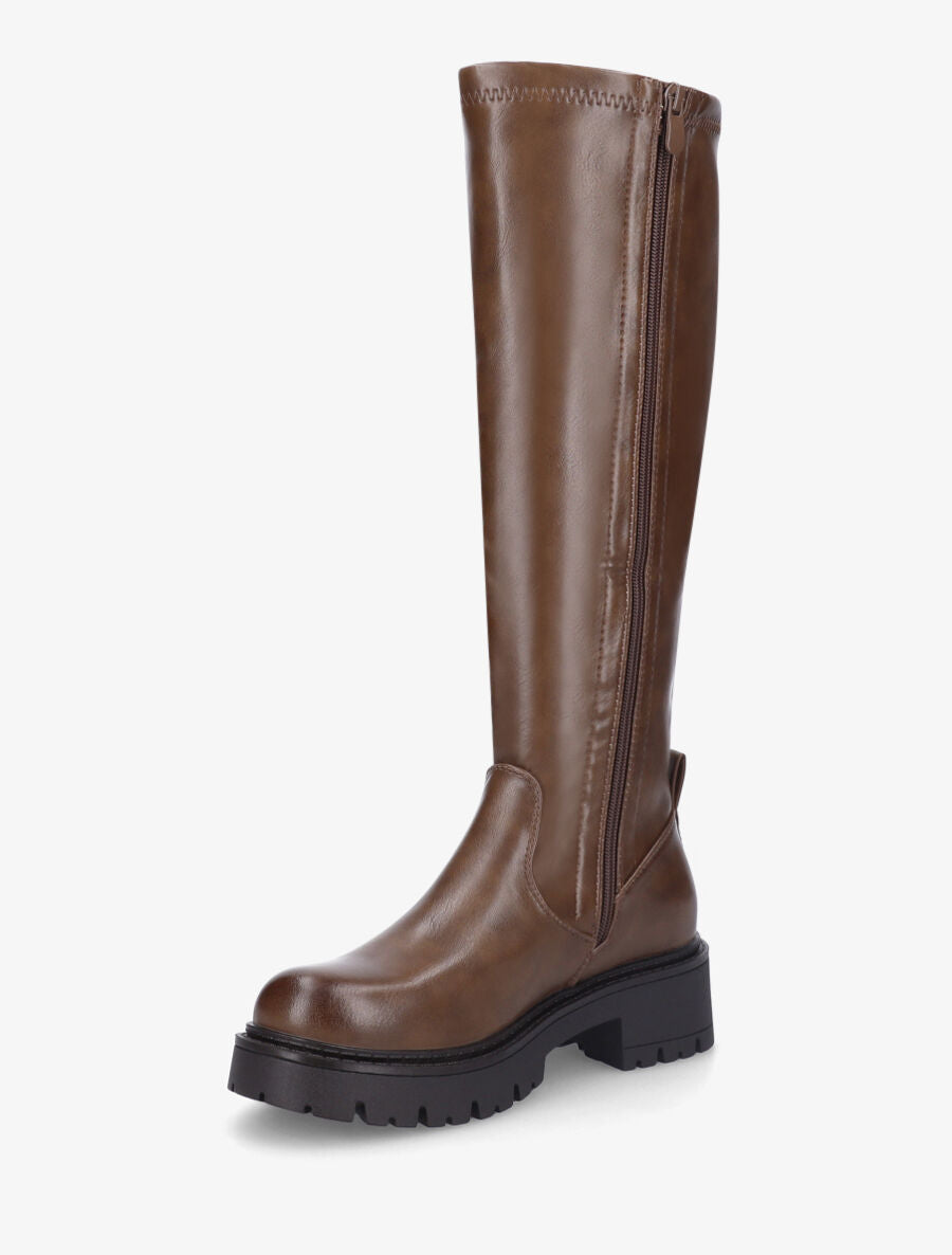 Bottes unies en simili - Marron - 3