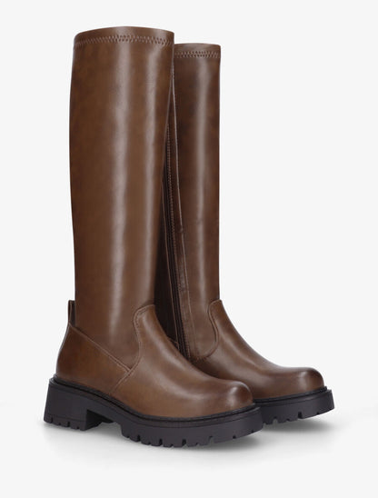 Bottes unies en simili - Marron - 4